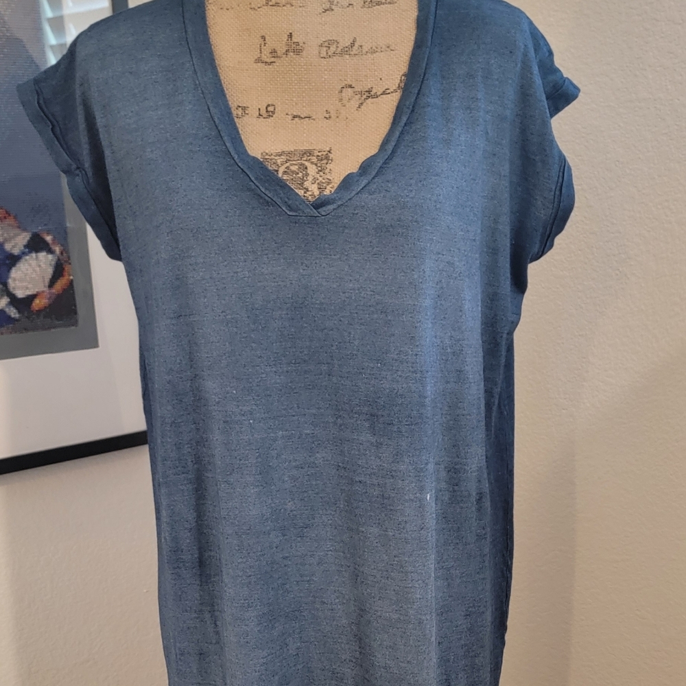 Cloth &Stone Blue Short Sleeve Midi Dress